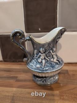 Vintage R. Capodimonte Mas Coffee Set Cherub/dragon Blue &white Gold Trim