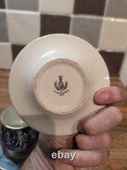 Vintage R. Capodimonte Mas Coffee Set Cherub/dragon Blue &white Gold Trim