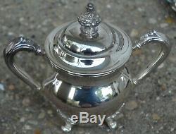 Vintage R. S. Co 1875 Silver Plate Tea Coffee Set with Oneida Silver Plated Tray