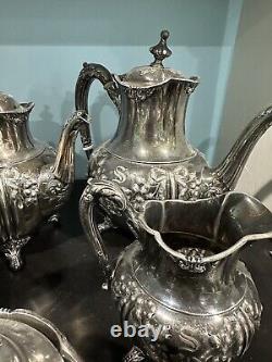 Vintage REED & BARTON 3503 SILVERPLATE TEA & COFFEE SET 5 PIECES Bow Ribbon