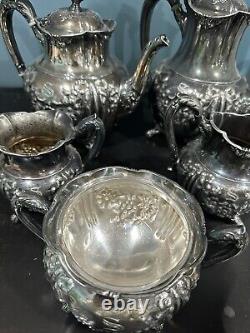 Vintage REED & BARTON 3503 SILVERPLATE TEA & COFFEE SET 5 PIECES Bow Ribbon