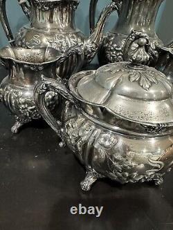 Vintage REED & BARTON 3503 SILVERPLATE TEA & COFFEE SET 5 PIECES Bow Ribbon