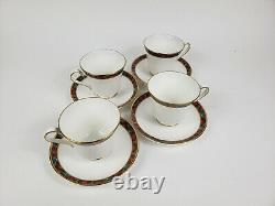 Vintage Ralph Lauren McLean Coffee/Tea Cups & Saucers Set of 4 Rare Mint
