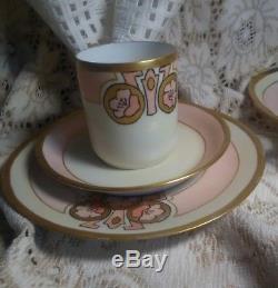 Vintage Rare Rosenthal Delb Bavaria ISOLDE 8 Piece Coffee/Tea Set Ivory/Pnk/Gold