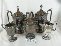 Vintage Reed & Barton Silverplate Tea/Coffee Set Berry Vine 2555 Lions Lids