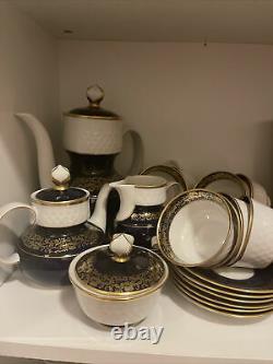 Vintage Reichenbach White Porcelain with 22K Gold Royal Blue Tea/coffee Set
