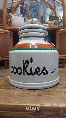 Vintage Retro Baldelli Coffee Jar Tea Sugar Cookie Jar Orange Green Cream Set