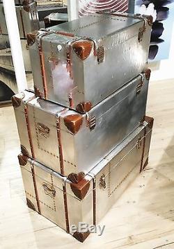Vintage Retro Coffee Table Alu Aluminum Set 3 Pieces Case New Box Boxes