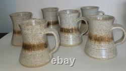 Vintage Retro Pilling Pottery 1970's 15 piece Coffee Set Hand Made Art Pottery
