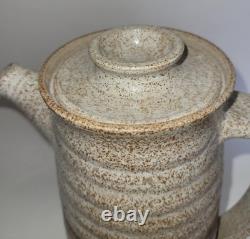 Vintage Retro Pilling Pottery 1970's 15 piece Coffee Set Hand Made Art Pottery