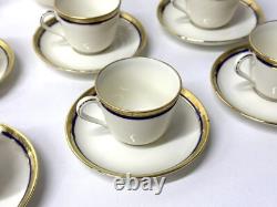 Vintage Richard Ginori Italian Gold Blue Trim Coffee Tea Teapot Serving Set