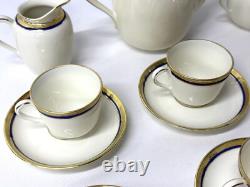 Vintage Richard Ginori Italian Gold Blue Trim Coffee Tea Teapot Serving Set