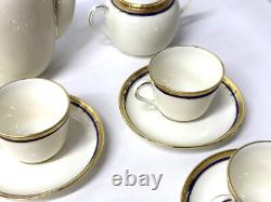 Vintage Richard Ginori Italian Gold Blue Trim Coffee Tea Teapot Serving Set