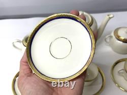 Vintage Richard Ginori Italian Gold Blue Trim Coffee Tea Teapot Serving Set