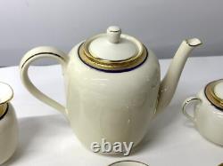 Vintage Richard Ginori Italian Gold Blue Trim Coffee Tea Teapot Serving Set