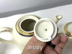 Vintage Richard Ginori Italian Gold Blue Trim Coffee Tea Teapot Serving Set