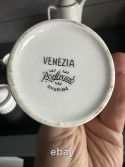 Vintage Rorstrand Sweden Venezia Pattern Coffee Set For 6 By Hertha Bengtsson