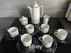 Vintage Rorstrand Sweden Venezia Pattern Coffee Set For 6 By Hertha Bengtsson