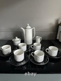 Vintage Rorstrand Sweden Venezia Pattern Coffee Set For 6 By Hertha Bengtsson