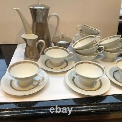 Vintage Rosenthal Taupe Band Raymond Loewy Coffee Service Set for 8 Mint 21 PC
