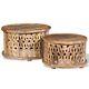 Vintage Round Coffee Table Side End Tables Antique Style Solid Wood Set Of 2