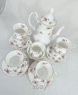 Vintage Royal Albert 15pc Pink Roses Bone China Coffee Set Pot Cup Saucer Floral