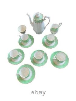 Vintage Royal Albert Crown China Tea / Coffee Set Green & Gold Pattern