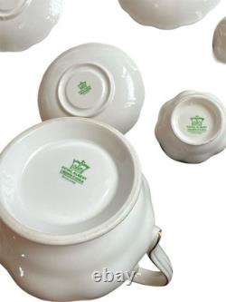 Vintage Royal Albert Crown China Tea / Coffee Set Green & Gold Pattern