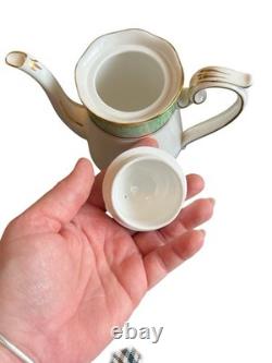 Vintage Royal Albert Crown China Tea / Coffee Set Green & Gold Pattern