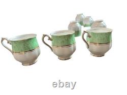 Vintage Royal Albert Crown China Tea / Coffee Set Green & Gold Pattern