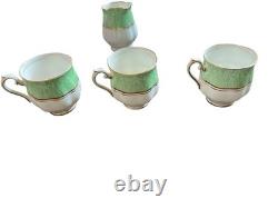 Vintage Royal Albert Crown China Tea / Coffee Set Green & Gold Pattern