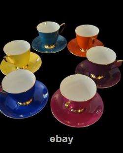 Vintage Royal Albert Gaiety Coffee Cup & Saucer Set 1950s Fine Bone China