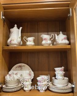 Vintage Royal Albert Moss Rose Tea & Coffee Set 6-Piece 1956 Original, Complet