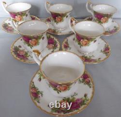 Vintage Royal Albert Old Country Roses 1962 Set of 6 Coffee Cups & Saucers