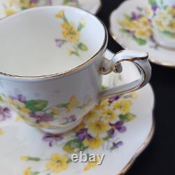 Vintage Royal Albert Primrose And Violets Coffee Set for Six 18 pieces