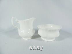 Vintage Royal Albert Reverie 15pc Coffee Set Pot Cup Saucer Duo White Bone China