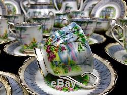 Vintage Royal Albert Silver Birch Coffee & Tea Set / For 6 People Afternoon Tea