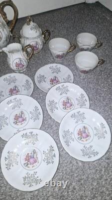 Vintage Royal China Lusterware Courting Couple Tea Set for 6 Made In Japan