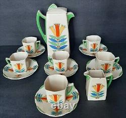 Vintage Royal Doulton 1930's Demitasse Coffee Set Porcelain Mecca 5103 Art Deco