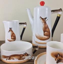 Vintage Royal Doulton Reynard The Fox Demitasse Coffee Set Porcelain