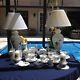 Vintage Royal Irish Tara Coffee And Tea Set With Candles And Holders And 2 Lamps