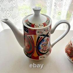 Vintage Royal Japan Imari Style 15pc Coffee Tea Set Gold Kabuki Cup Pot 1970s