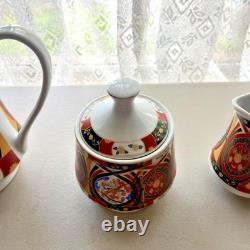 Vintage Royal Japan Imari Style 15pc Coffee Tea Set Gold Kabuki Cup Pot 1970s