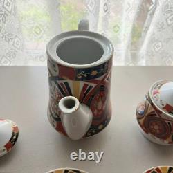 Vintage Royal Japan Imari Style 15pc Coffee Tea Set Gold Kabuki Cup Pot 1970s