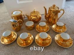 Vintage Royal Worcester Fireproof Gold Lustre Tea Coffee Set 17 Piece England