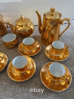 Vintage Royal Worcester Fireproof Gold Lustre Tea Coffee Set 17 Piece England
