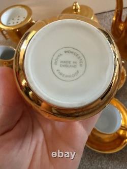 Vintage Royal Worcester Fireproof Gold Lustre Tea Coffee Set 17 Piece England