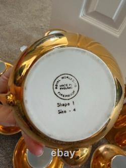 Vintage Royal Worcester Fireproof Gold Lustre Tea Coffee Set 17 Piece England