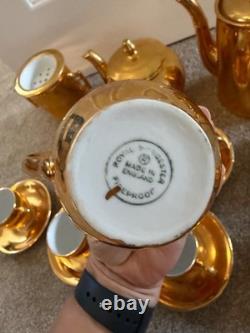 Vintage Royal Worcester Fireproof Gold Lustre Tea Coffee Set 17 Piece England