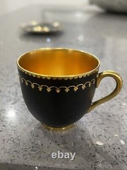 Vintage Royal Worcester For Harrods Jewelled demitasse / Coffee Cup Saucer 1939